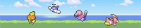 A collection of Torchic, Swablu, Porygon and Slowpoke